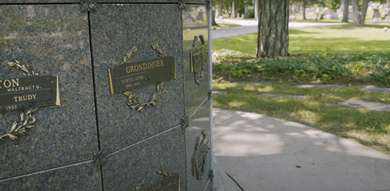 A photo of a columbarium at Woodlawn Memorial Park.