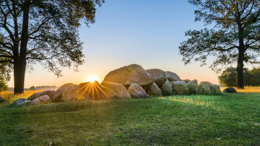Sun peaking through the rocks.